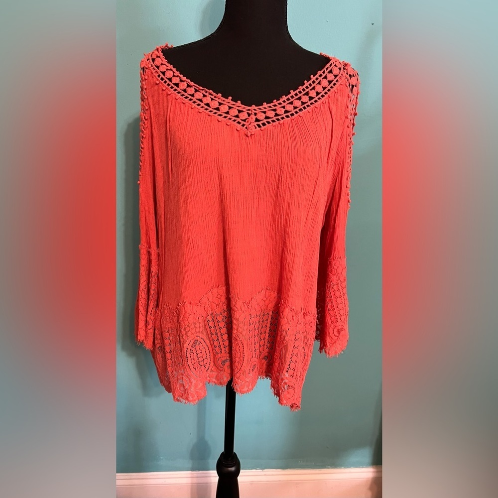 #165 Peach boho top - Picture 2 of 9